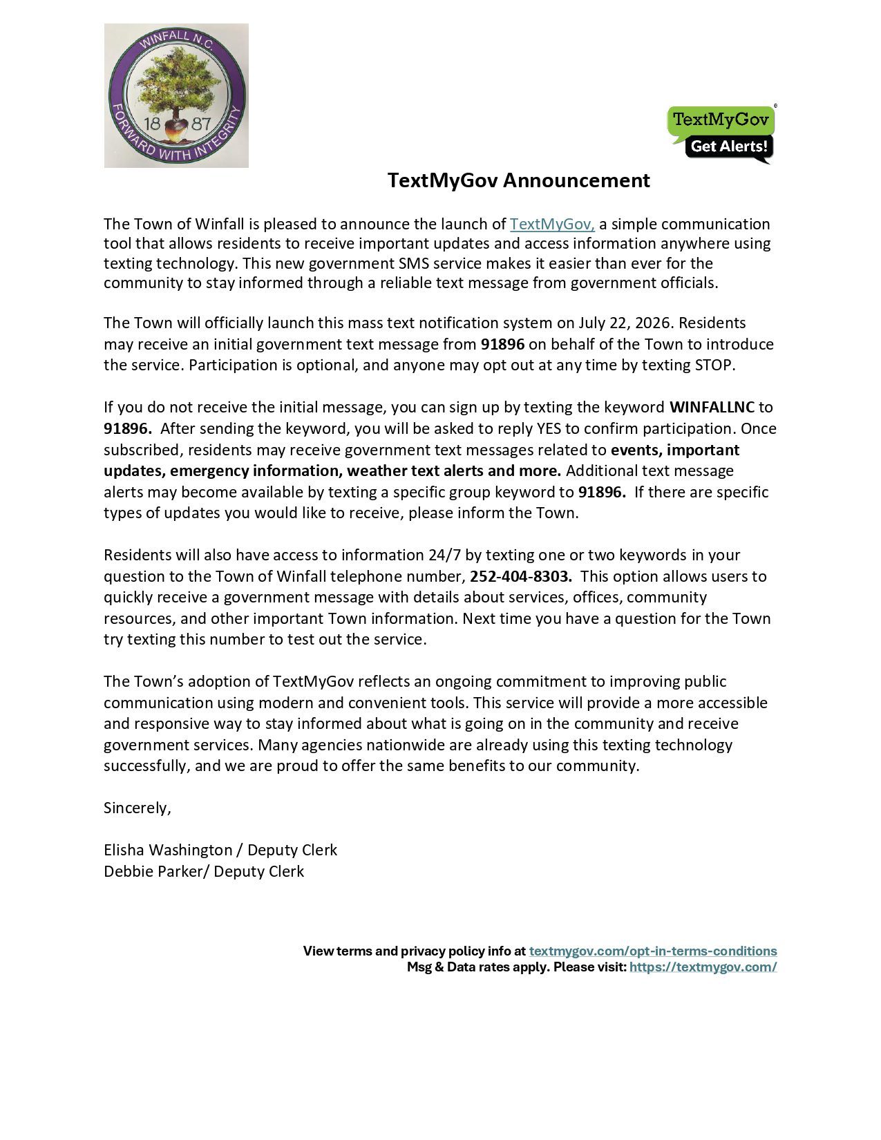 Winfall-NC-Press-Release